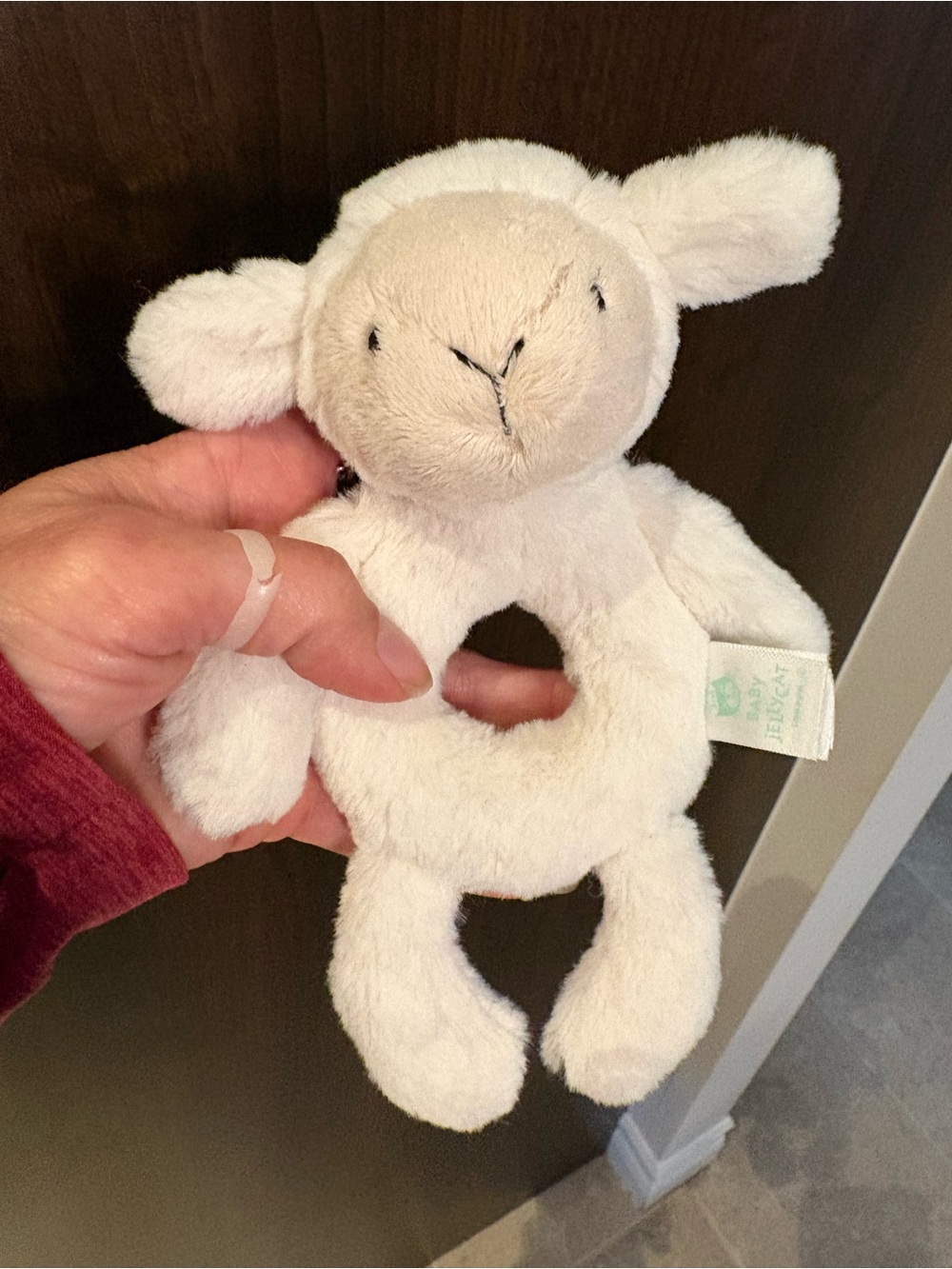 Jellycat Cream Lamb Ring Rattle Plush Toy
